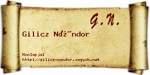 Gilicz Nándor névjegykártya